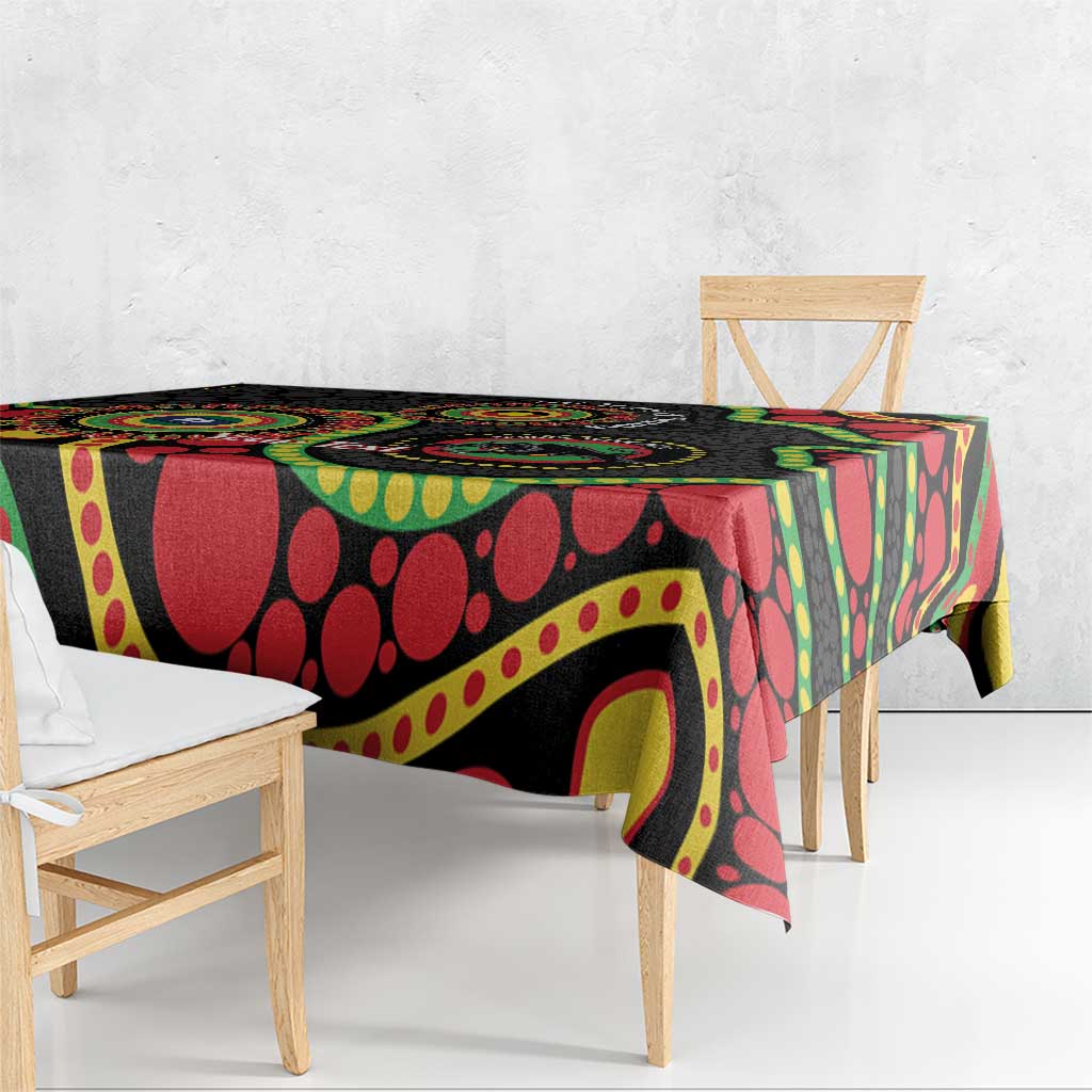 Panthers NAIDOC Week 2026 Personalised Tablecloth 50 Years of Deadly Aboriginal Art Black