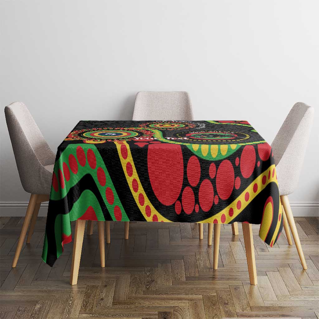 Panthers NAIDOC Week 2026 Personalised Tablecloth 50 Years of Deadly Aboriginal Art Black