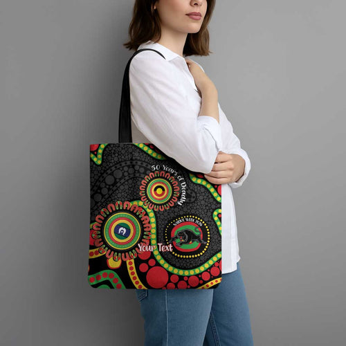 Panthers NAIDOC Week 2026 Personalised Tote Bag 50 Years of Deadly Aboriginal Art Black