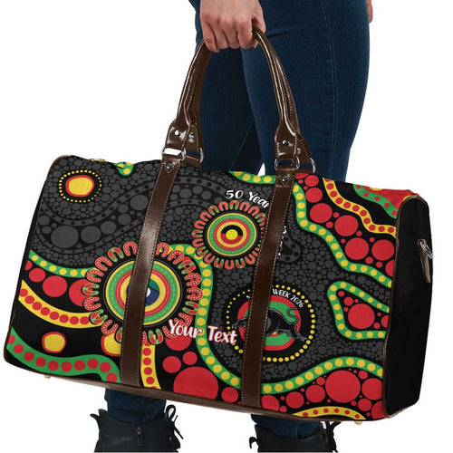Panthers NAIDOC Week 2026 Personalised Travel Bag 50 Years of Deadly Aboriginal Art Black