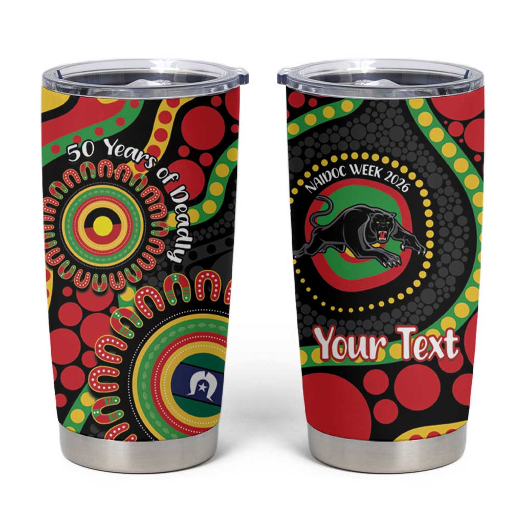 Panthers NAIDOC Week 2026 Personalised Tumbler Cup 50 Years of Deadly Aboriginal Art Black