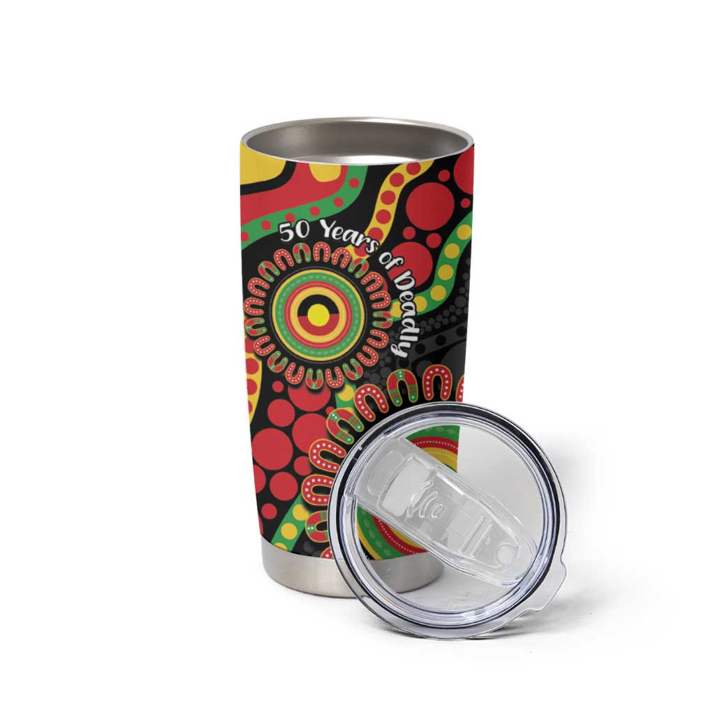 Panthers NAIDOC Week 2026 Personalised Tumbler Cup 50 Years of Deadly Aboriginal Art Black