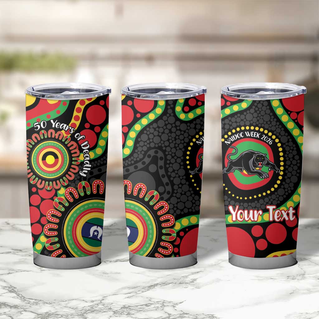 Panthers NAIDOC Week 2026 Personalised Tumbler Cup 50 Years of Deadly Aboriginal Art Black