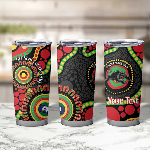 Panthers NAIDOC Week 2026 Personalised Tumbler Cup 50 Years of Deadly Aboriginal Art Black