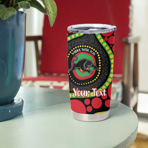 Panthers NAIDOC Week 2026 Personalised Tumbler Cup 50 Years of Deadly Aboriginal Art Black
