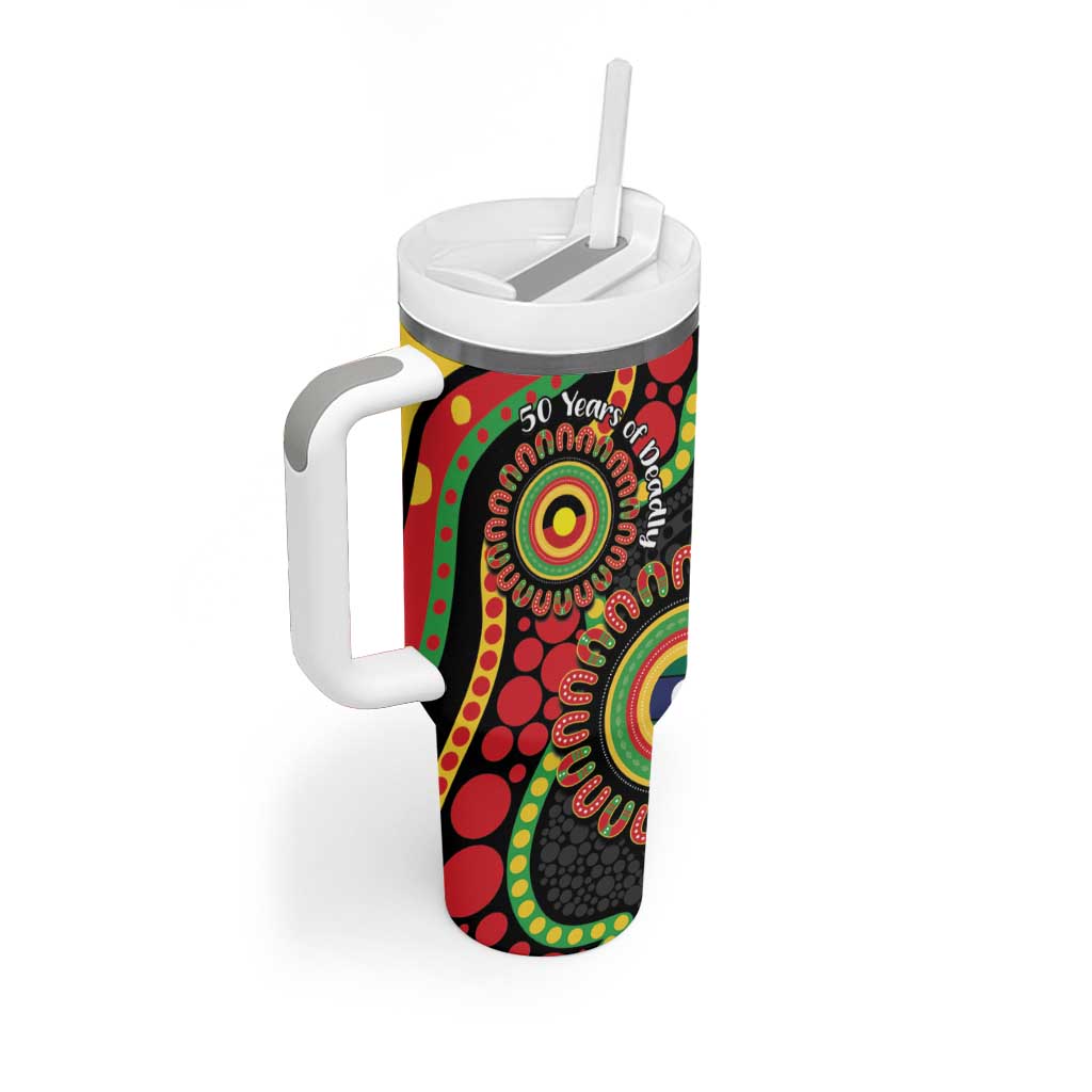 Panthers NAIDOC Week 2026 Personalised Tumbler With Handle 50 Years of Deadly Aboriginal Art Black