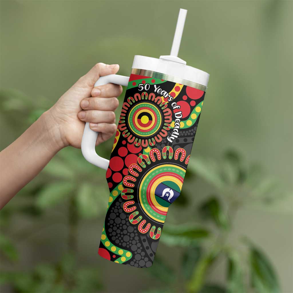 Panthers NAIDOC Week 2026 Personalised Tumbler With Handle 50 Years of Deadly Aboriginal Art Black