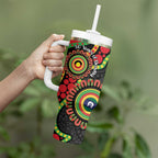 Panthers NAIDOC Week 2026 Personalised Tumbler With Handle 50 Years of Deadly Aboriginal Art Black
