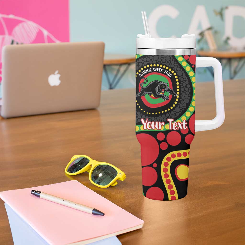 Panthers NAIDOC Week 2026 Personalised Tumbler With Handle 50 Years of Deadly Aboriginal Art Black