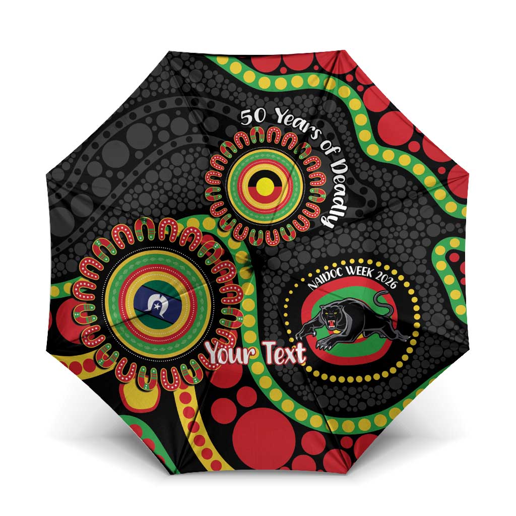 Panthers NAIDOC Week 2026 Personalised Umbrella 50 Years of Deadly Aboriginal Art Black