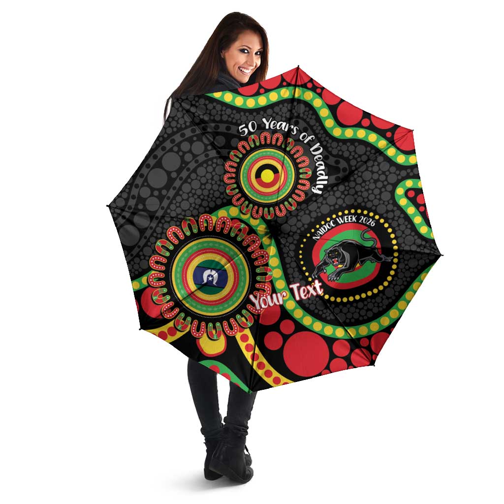 Panthers NAIDOC Week 2026 Personalised Umbrella 50 Years of Deadly Aboriginal Art Black
