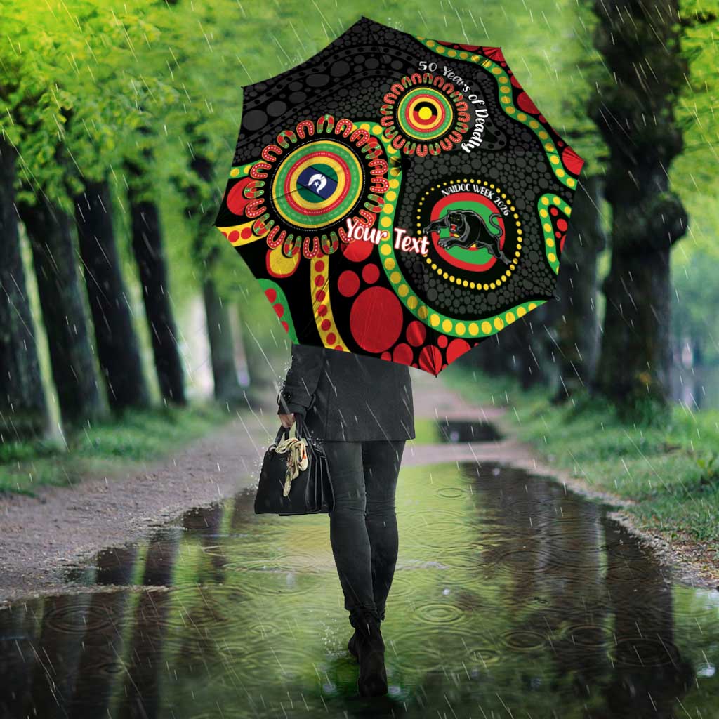 Panthers NAIDOC Week 2026 Personalised Umbrella 50 Years of Deadly Aboriginal Art Black