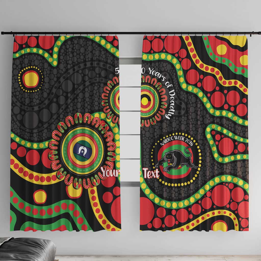 Panthers NAIDOC Week 2026 Personalised Window Curtain 50 Years of Deadly Aboriginal Art Black