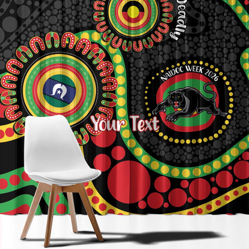 Panthers NAIDOC Week 2026 Personalised Window Curtain 50 Years of Deadly Aboriginal Art Black