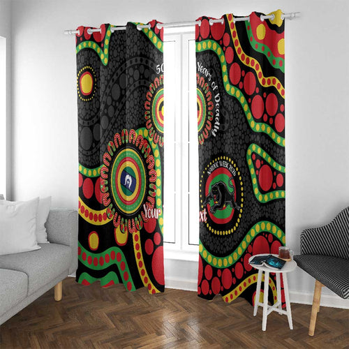 Panthers NAIDOC Week 2026 Personalised Window Curtain 50 Years of Deadly Aboriginal Art Black