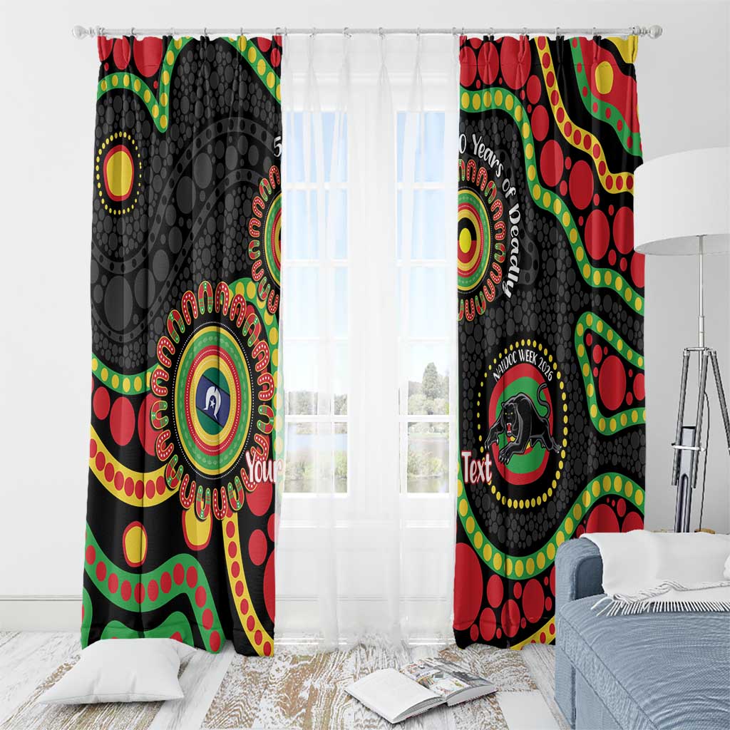 Panthers NAIDOC Week 2026 Personalised Window Curtain 50 Years of Deadly Aboriginal Art Black