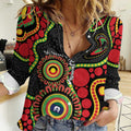 Panthers NAIDOC Week 2026 Personalised Women Casual Shirt 50 Years of Deadly Aboriginal Art Black