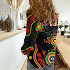 Panthers NAIDOC Week 2026 Personalised Women Casual Shirt 50 Years of Deadly Aboriginal Art Black