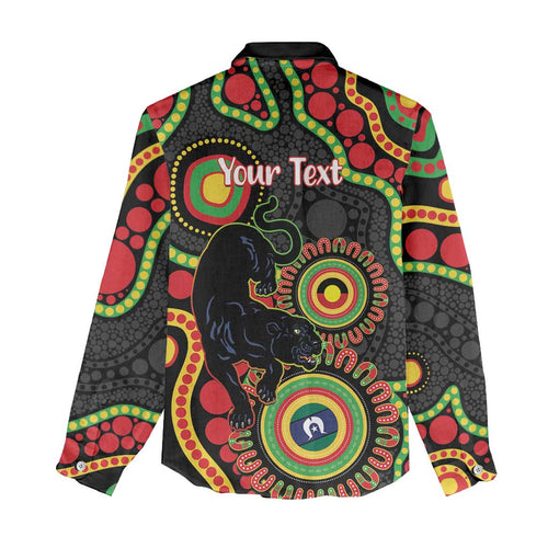 Panthers NAIDOC Week 2026 Personalised Women Casual Shirt 50 Years of Deadly Aboriginal Art Black