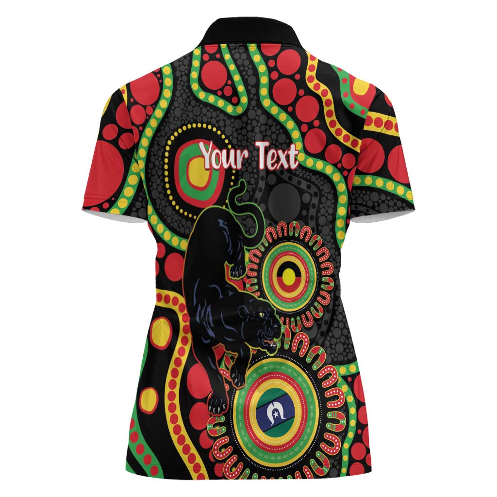 Panthers NAIDOC Week 2026 Personalised Women Polo Shirt 50 Years of Deadly Aboriginal Art Black