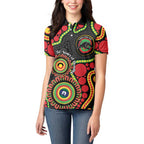 Panthers NAIDOC Week 2026 Personalised Women Polo Shirt 50 Years of Deadly Aboriginal Art Black