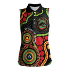 Panthers NAIDOC Week 2026 Personalised Women Sleeveless Polo Shirt 50 Years of Deadly Aboriginal Art Black