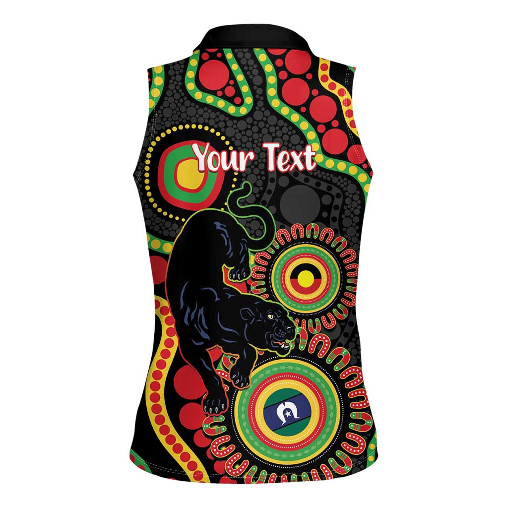 Panthers NAIDOC Week 2026 Personalised Women Sleeveless Polo Shirt 50 Years of Deadly Aboriginal Art Black