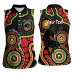 Panthers NAIDOC Week 2026 Personalised Women Sleeveless Polo Shirt 50 Years of Deadly Aboriginal Art Black