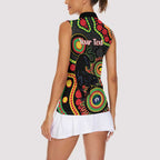 Panthers NAIDOC Week 2026 Personalised Women Sleeveless Polo Shirt 50 Years of Deadly Aboriginal Art Black