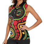 Panthers NAIDOC Week 2026 Personalised Women Sleeveless Polo Shirt 50 Years of Deadly Aboriginal Art Black