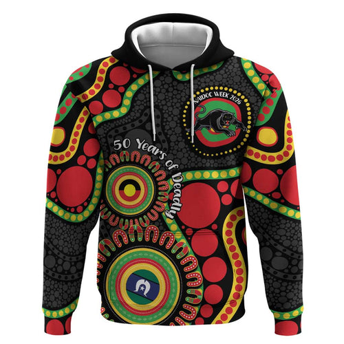 Panthers NAIDOC Week 2026 Personalised Zip Hoodie 50 Years of Deadly Aboriginal Art Black