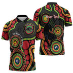 Panthers NAIDOC Week 2026 Personalised Zipper Polo Shirt 50 Years of Deadly Aboriginal Art Black
