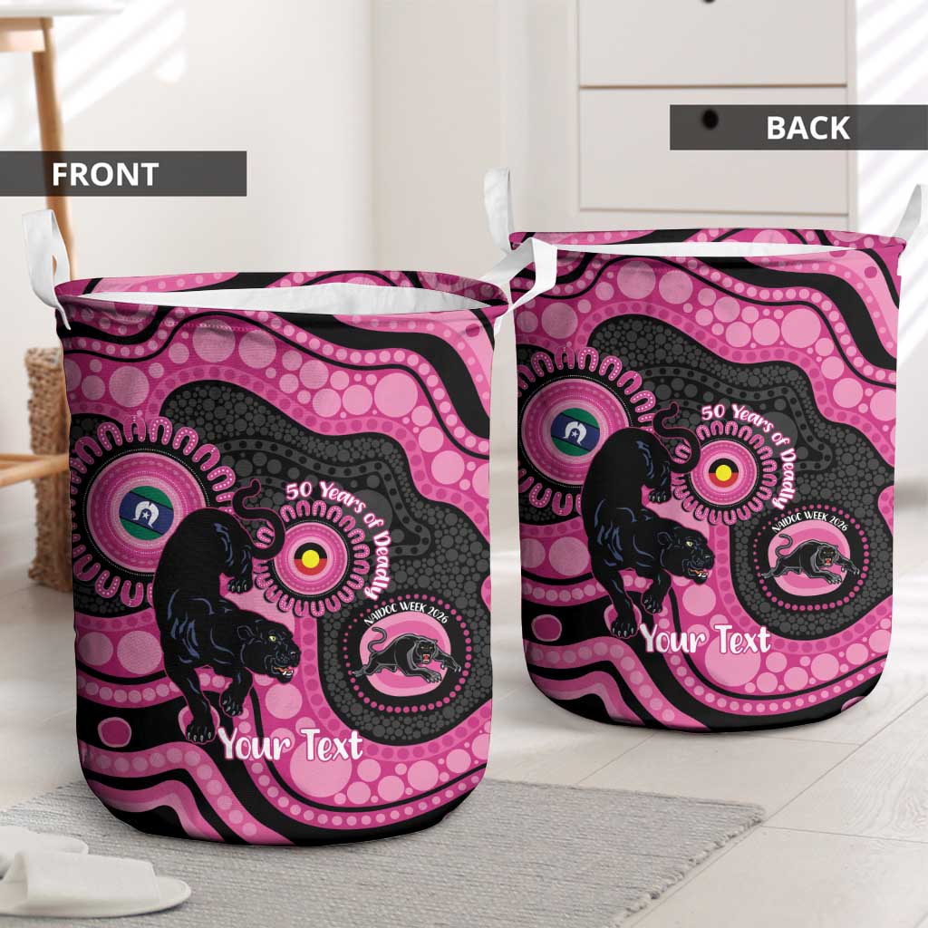 Panthers NAIDOC Week 2026 Personalised Laundry Basket 50 Years of Deadly Aboriginal Art Pink