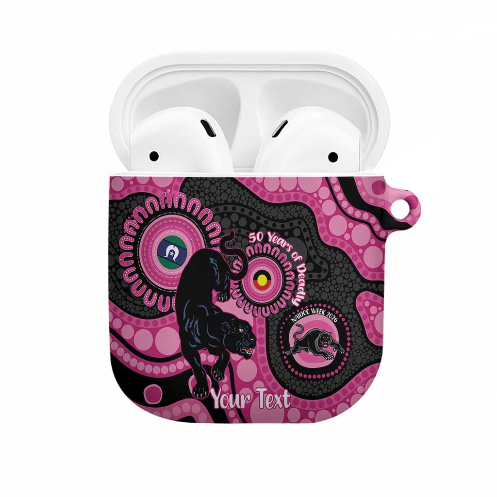 Panthers NAIDOC Week 2026 Personalised AirPods Case 50 Years of Deadly Aboriginal Art Pink