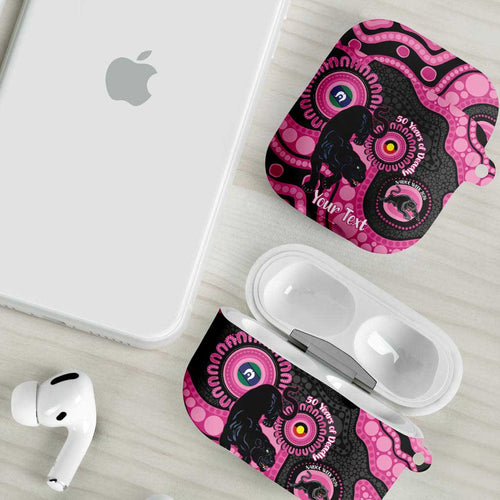 Panthers NAIDOC Week 2026 Personalised AirPods Case 50 Years of Deadly Aboriginal Art Pink