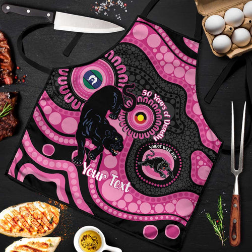 Panthers NAIDOC Week 2026 Personalised Apron 50 Years of Deadly Aboriginal Art Pink