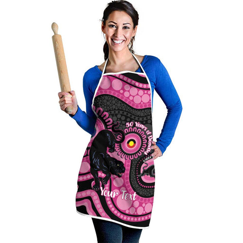 Panthers NAIDOC Week 2026 Personalised Apron 50 Years of Deadly Aboriginal Art Pink