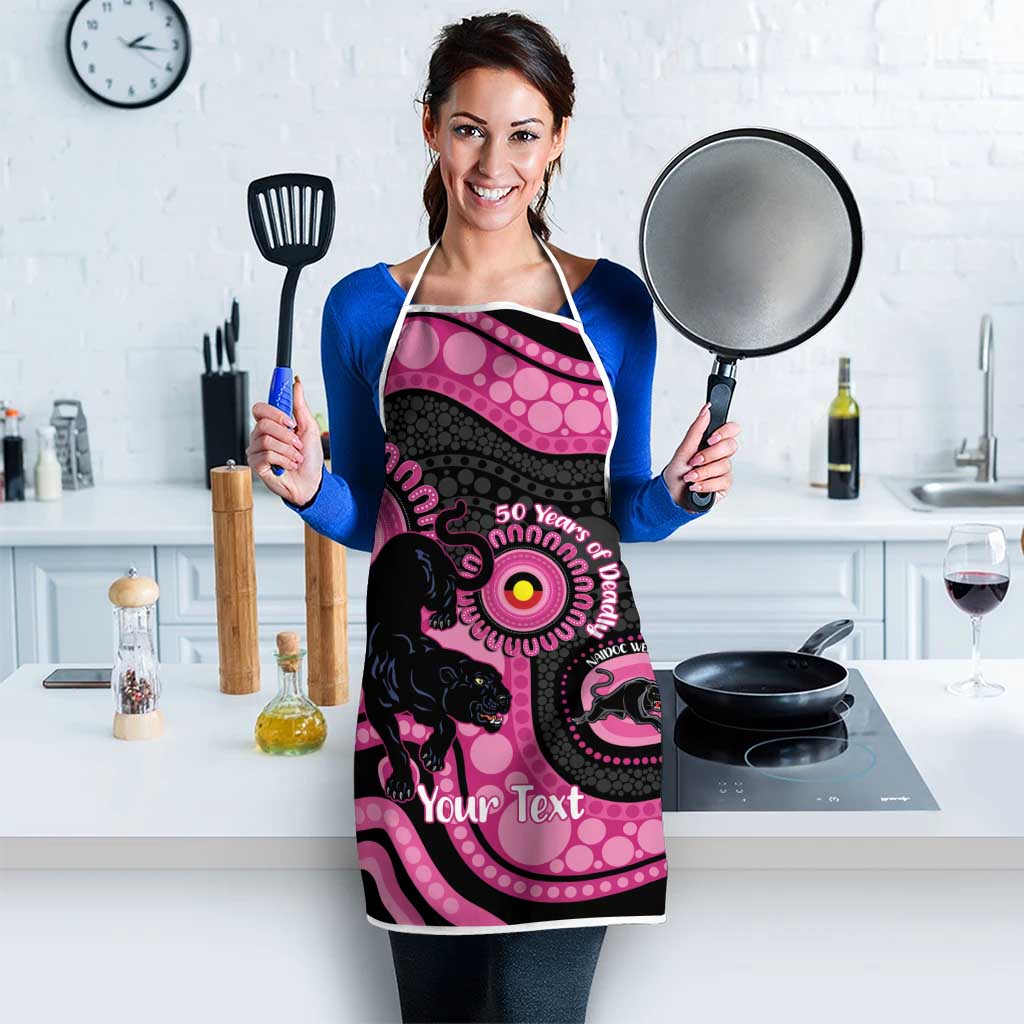 Panthers NAIDOC Week 2026 Personalised Apron 50 Years of Deadly Aboriginal Art Pink