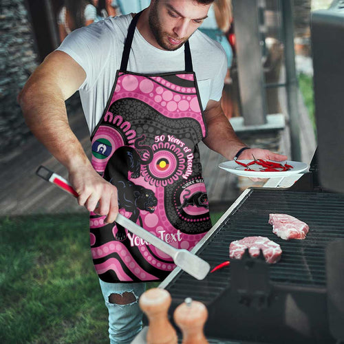 Panthers NAIDOC Week 2026 Personalised Apron 50 Years of Deadly Aboriginal Art Pink