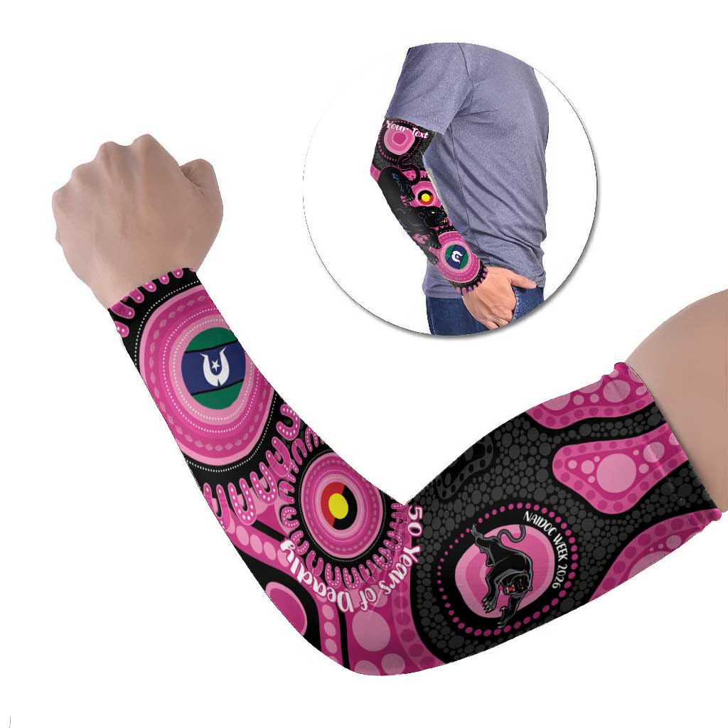 Panthers NAIDOC Week 2026 Personalised Arm Sleeves 50 Years of Deadly Aboriginal Art Pink