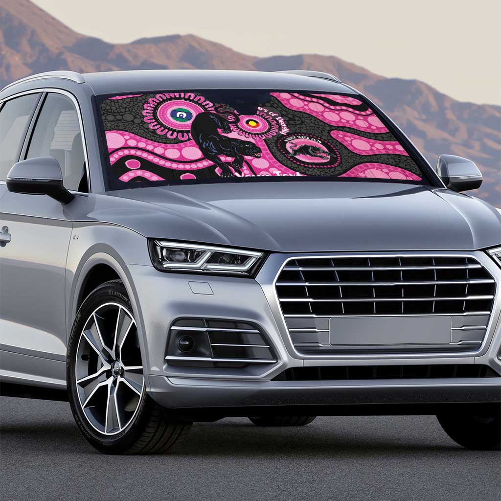 Panthers NAIDOC Week 2026 Personalised Auto Sun Shade 50 Years of Deadly Aboriginal Art Pink
