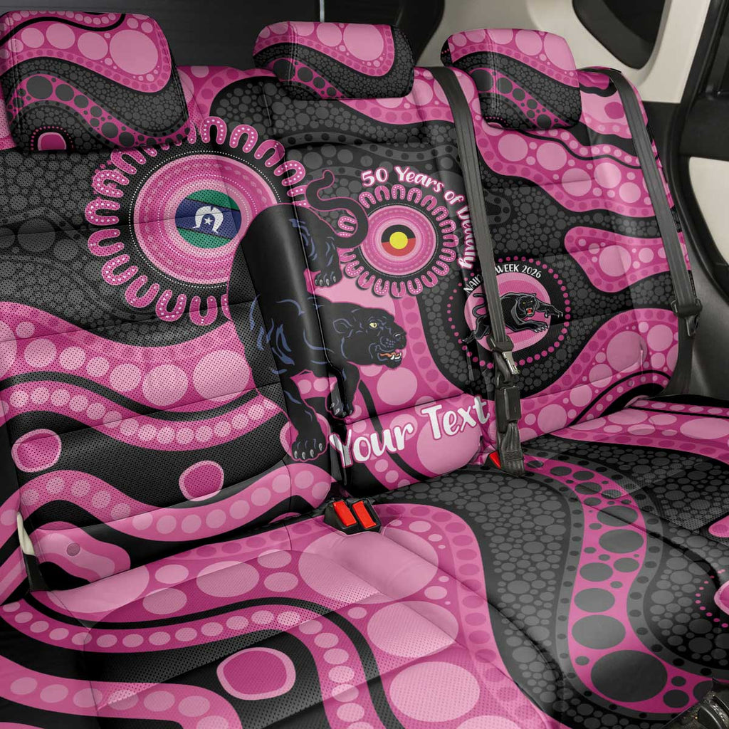 Panthers NAIDOC Week 2026 Personalised Back Car Seat Cover 50 Years of Deadly Aboriginal Art Pink