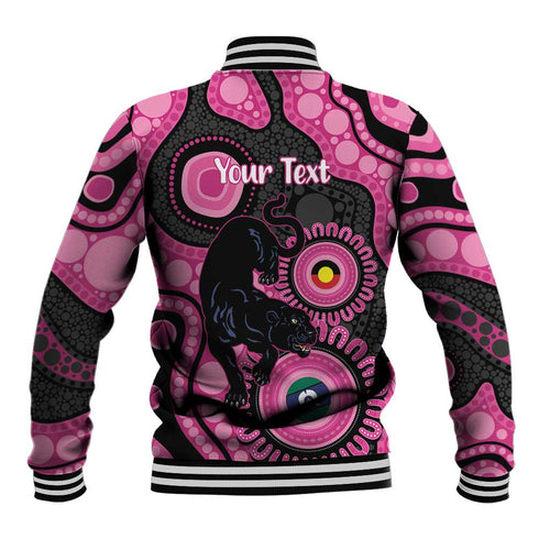 Panthers NAIDOC Week 2026 Personalised Baseball Jacket 50 Years of Deadly Aboriginal Art Pink
