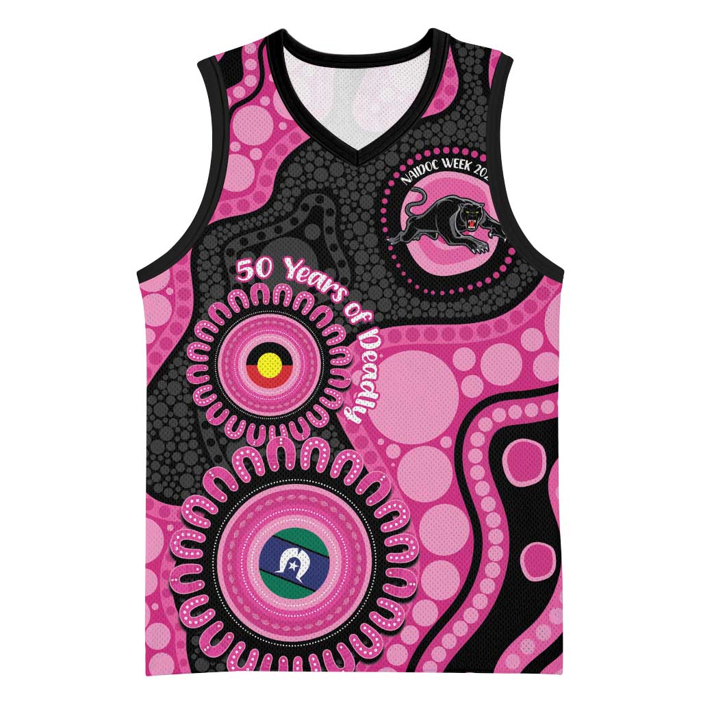 Panthers NAIDOC Week 2026 Personalised Basketball Jersey 50 Years of Deadly Aboriginal Art Pink
