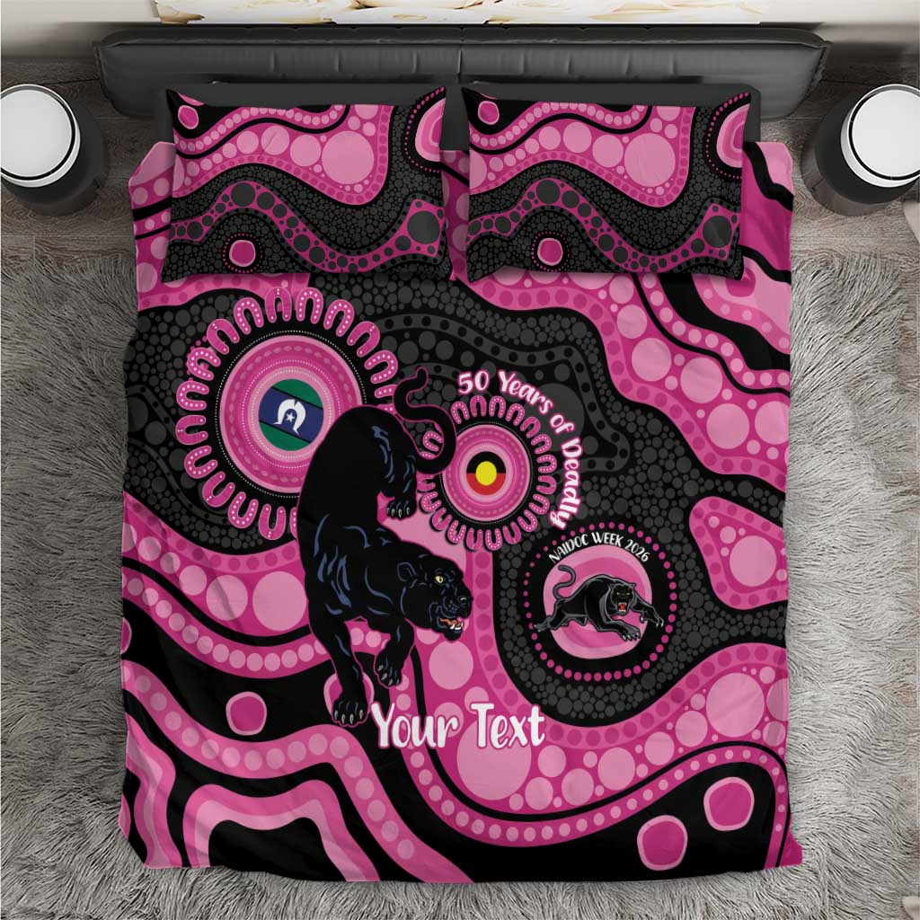 Panthers NAIDOC Week 2026 Personalised Bedding Set 50 Years of Deadly Aboriginal Art Pink