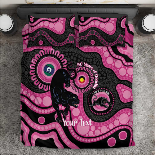 Panthers NAIDOC Week 2026 Personalised Bedding Set 50 Years of Deadly Aboriginal Art Pink