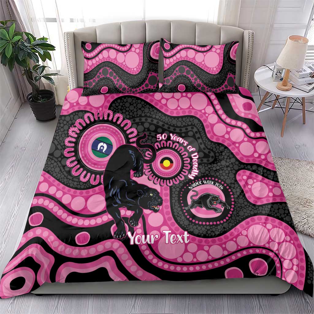Panthers NAIDOC Week 2026 Personalised Bedding Set 50 Years of Deadly Aboriginal Art Pink