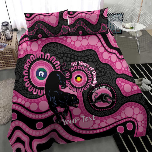 Panthers NAIDOC Week 2026 Personalised Bedding Set 50 Years of Deadly Aboriginal Art Pink