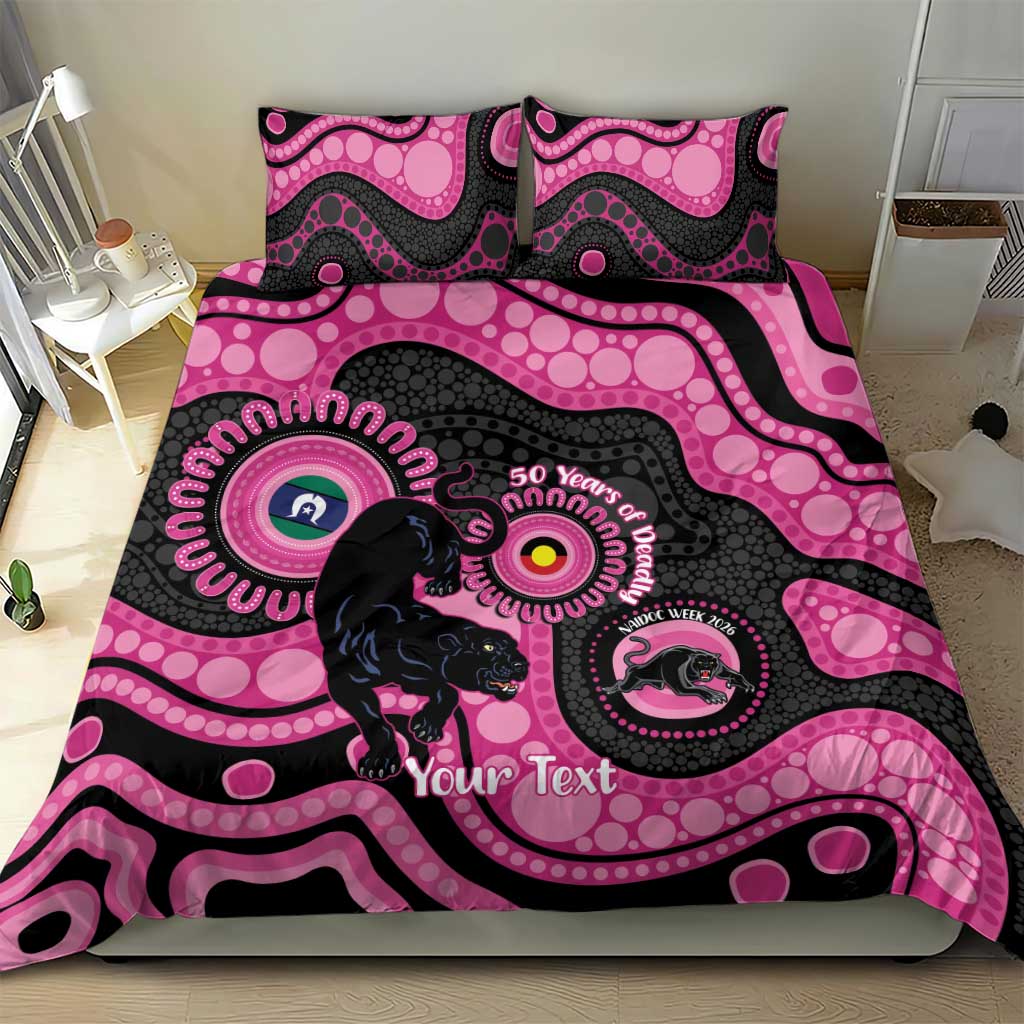 Panthers NAIDOC Week 2026 Personalised Bedding Set 50 Years of Deadly Aboriginal Art Pink