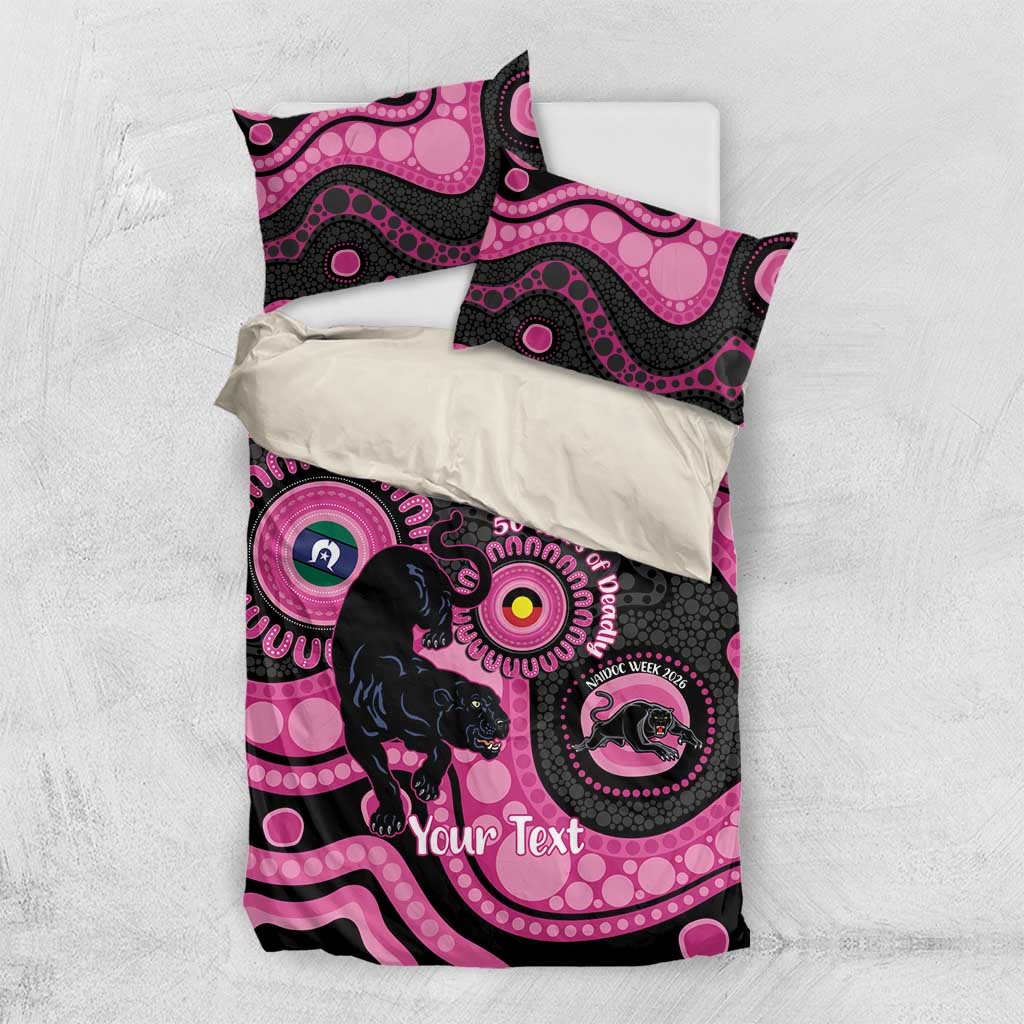 Panthers NAIDOC Week 2026 Personalised Bedding Set 50 Years of Deadly Aboriginal Art Pink
